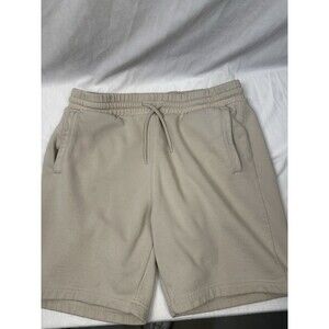H&M Men’s Casual Cotton Sweatshorts Regular Fit Beige Elastic Waist Pockets XL